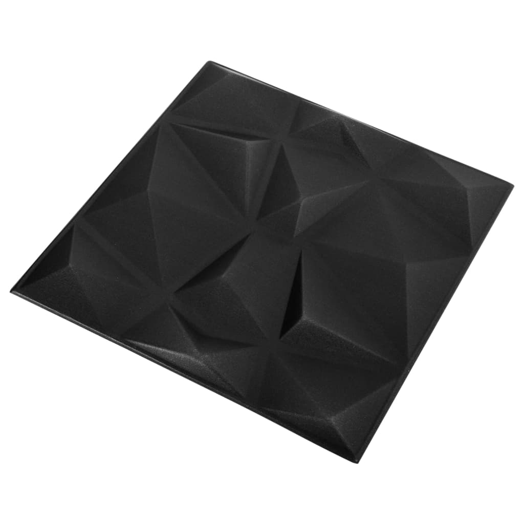 24 darab gyémánt fekete 3D fali panel 50 x 50 cm 6 m²