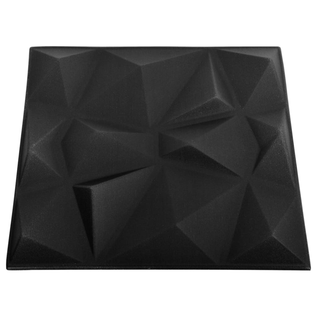 24 darab gyémánt fekete 3D fali panel 50 x 50 cm 6 m²