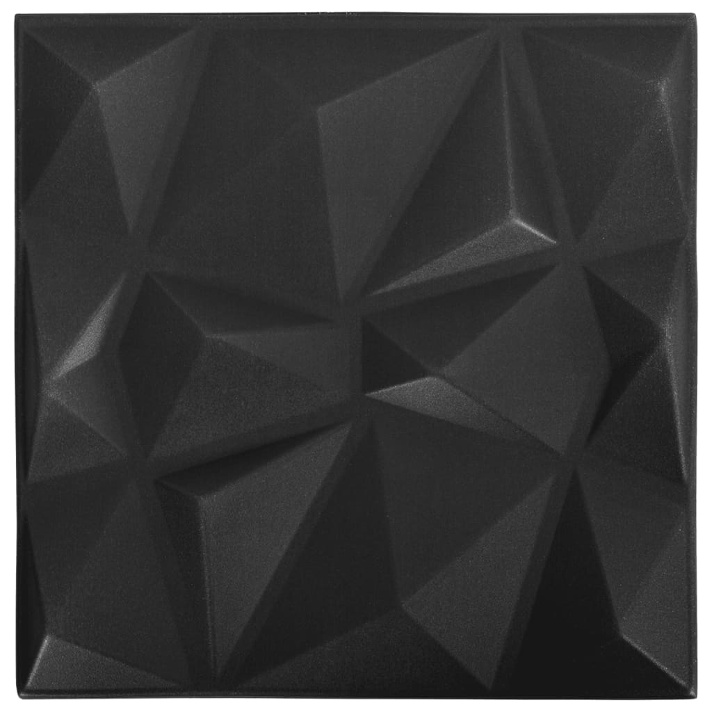 12 darab gyémánt fekete 3D fali panel 50 x 50 cm 3 m²