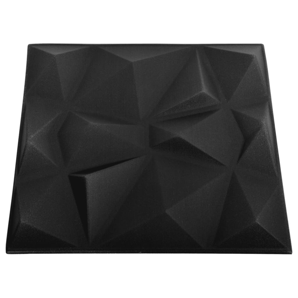 12 darab gyémánt fekete 3D fali panel 50 x 50 cm 3 m²