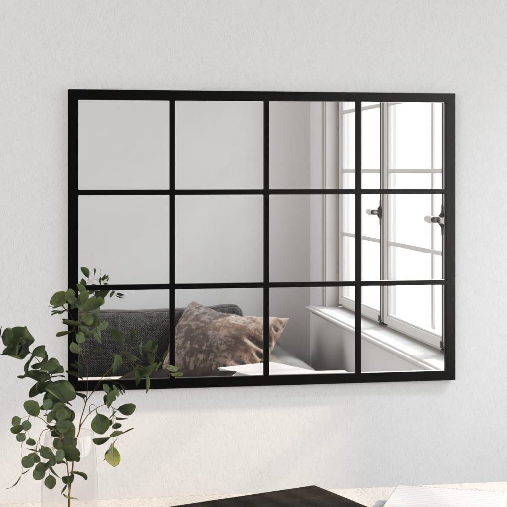 fekete fém fali tükör 80 x 60 cm