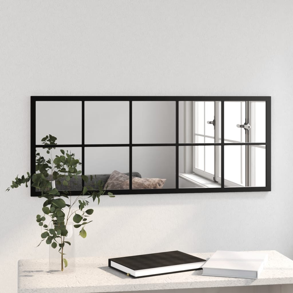 fekete fém fali tükör 100 x 40 cm