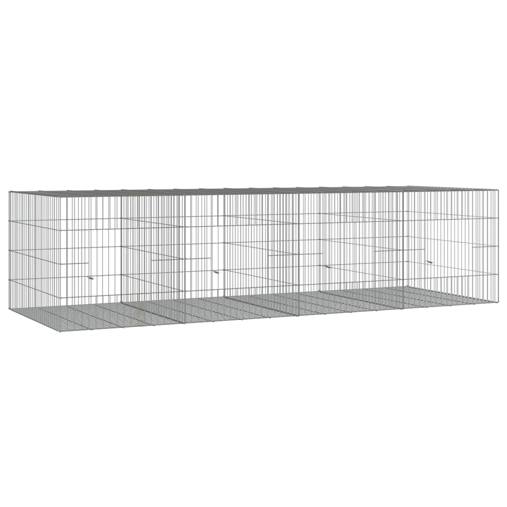 4 paneles horganyzott vas nyúlketrec 217x79x54 cm