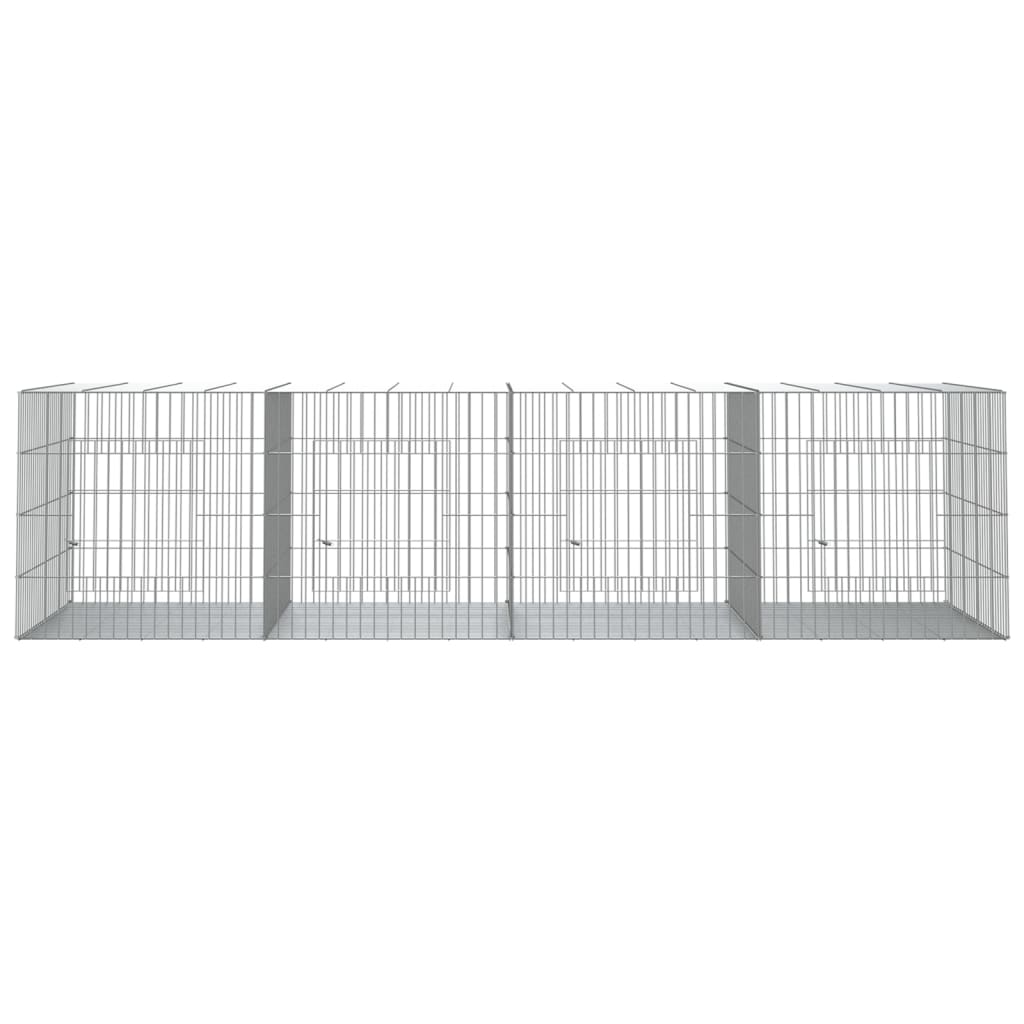 4 paneles horganyzott vas nyúlketrec 217x79x54 cm