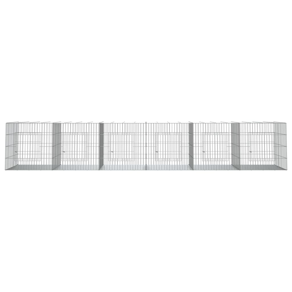 6 paneles horganyzott vas nyúlketrec 327x79x54 cm