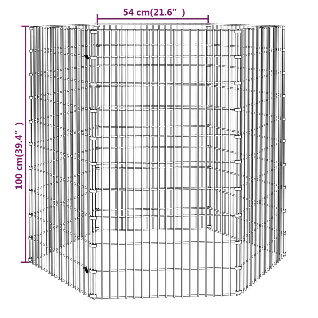 6 paneles horganyzott vas szabadon álló állatketrec 54 x 100 cm