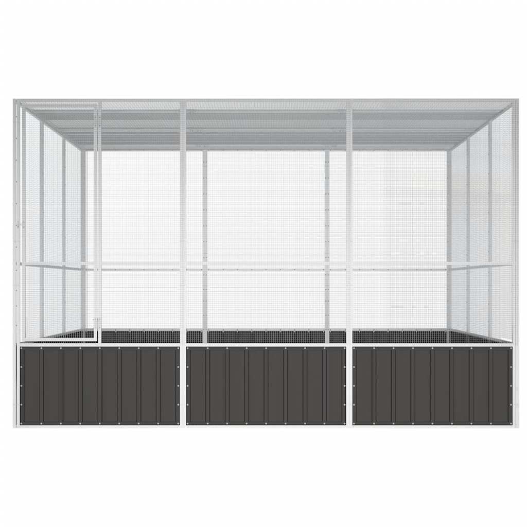 antracitszürke horganyzott acél madárketrec 302,5x324,5x211,5cm