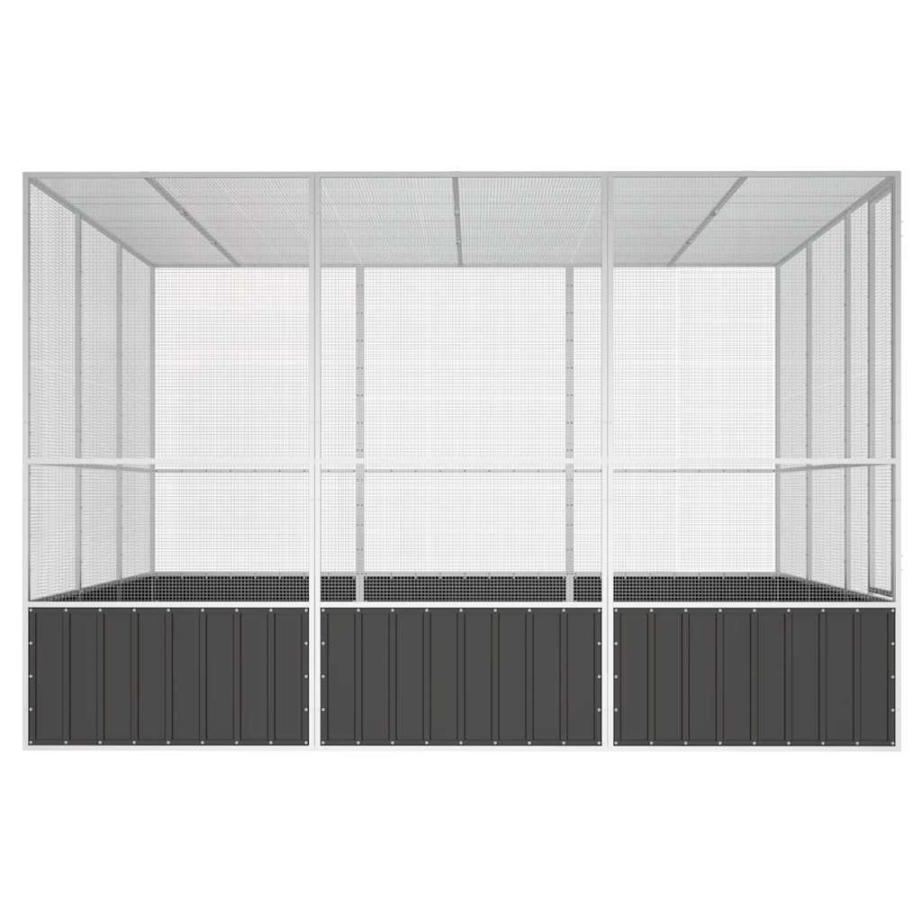antracitszürke horganyzott acél madárketrec 302,5x324,5x211,5cm