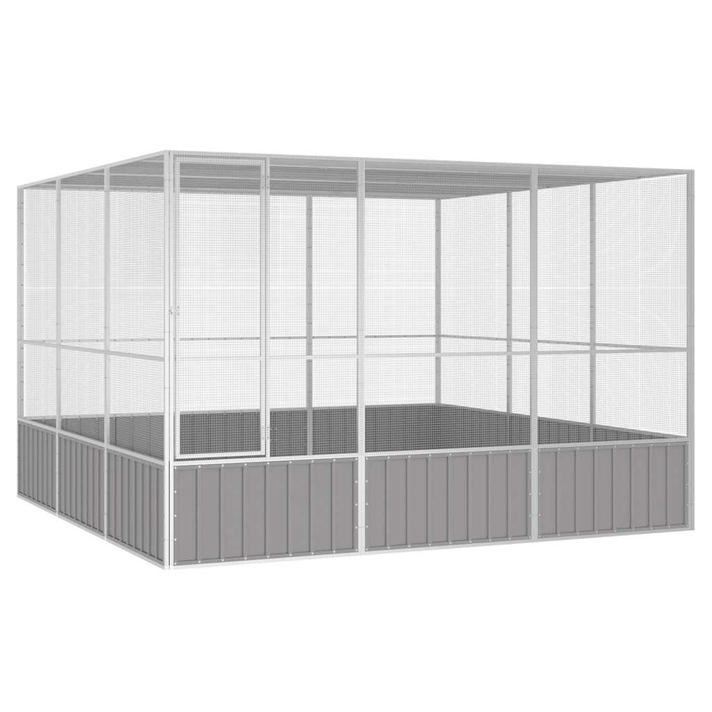 szürke horganyzott acél madárketrec 302,5x324,5x211,5 cm