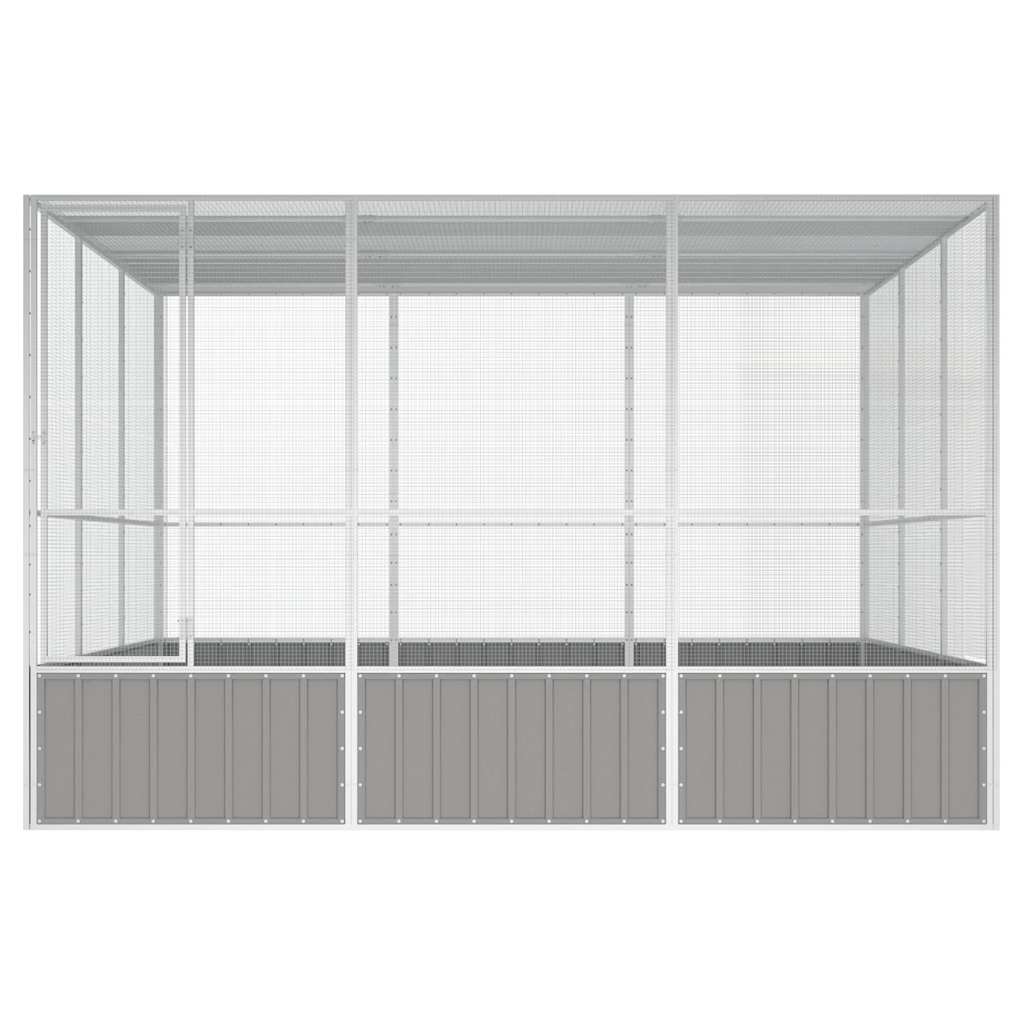 szürke horganyzott acél madárketrec 302,5x324,5x211,5 cm