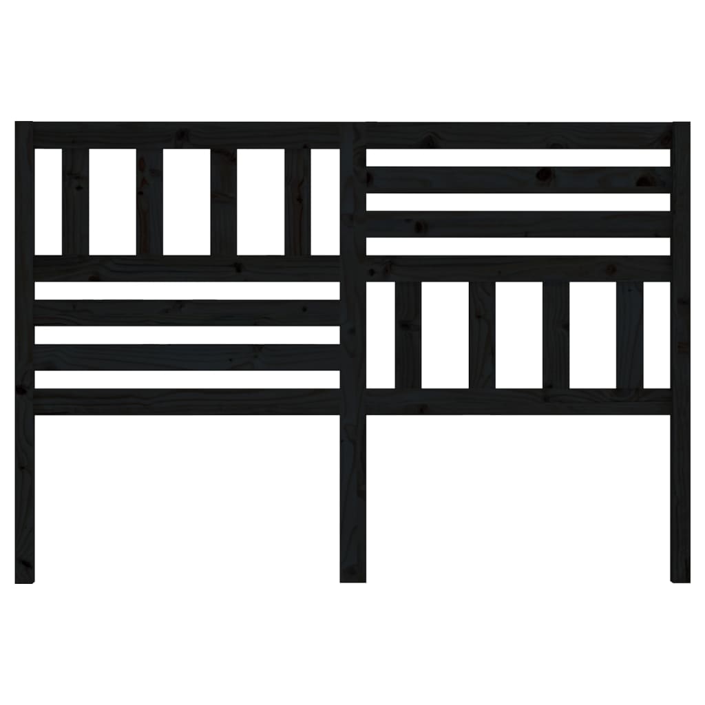 fekete tömör fenyőfa ágyfejtámla 126 x 4 x 100 cm