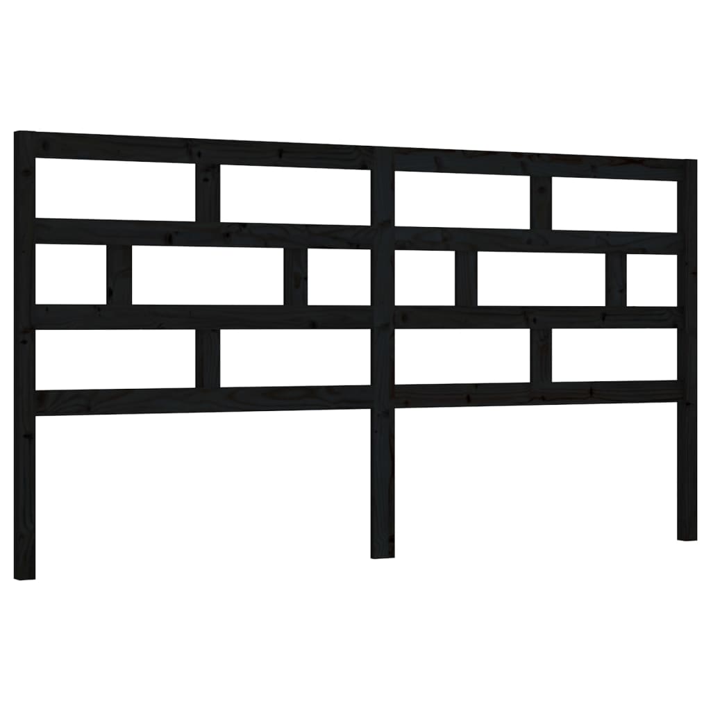 fekete tömör fenyőfa ágyfejtámla 186 x 4 x 100 cm