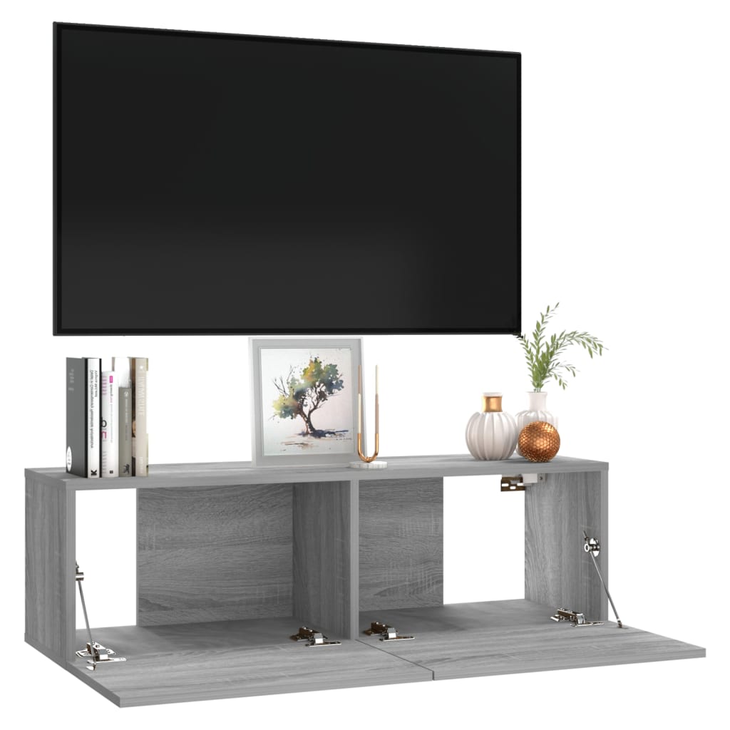 szürke sonoma színű szerelt fa TV-szekrény 100 x 30 x 30 cm