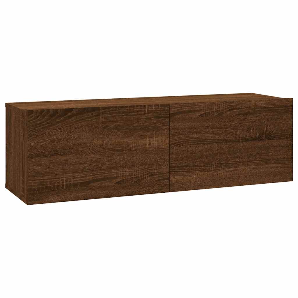 barna tölgyszínű szerelt fa fali TV-szekrény 100 x 30 x 30 cm