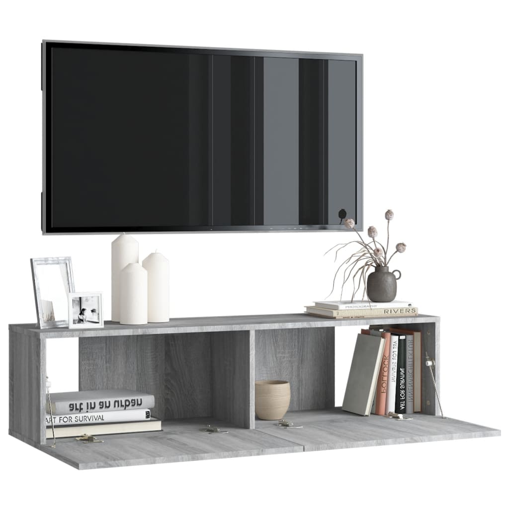 szürke sonoma színű szerelt fa TV-szekrény 120 x 30 x 30 cm