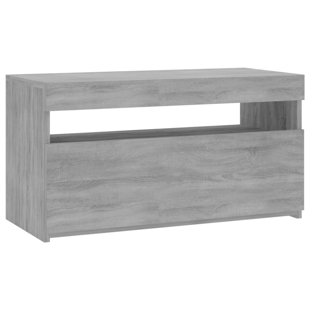 szürke sonoma színű TV-szekrény LED-világítással 75x35x40 cm