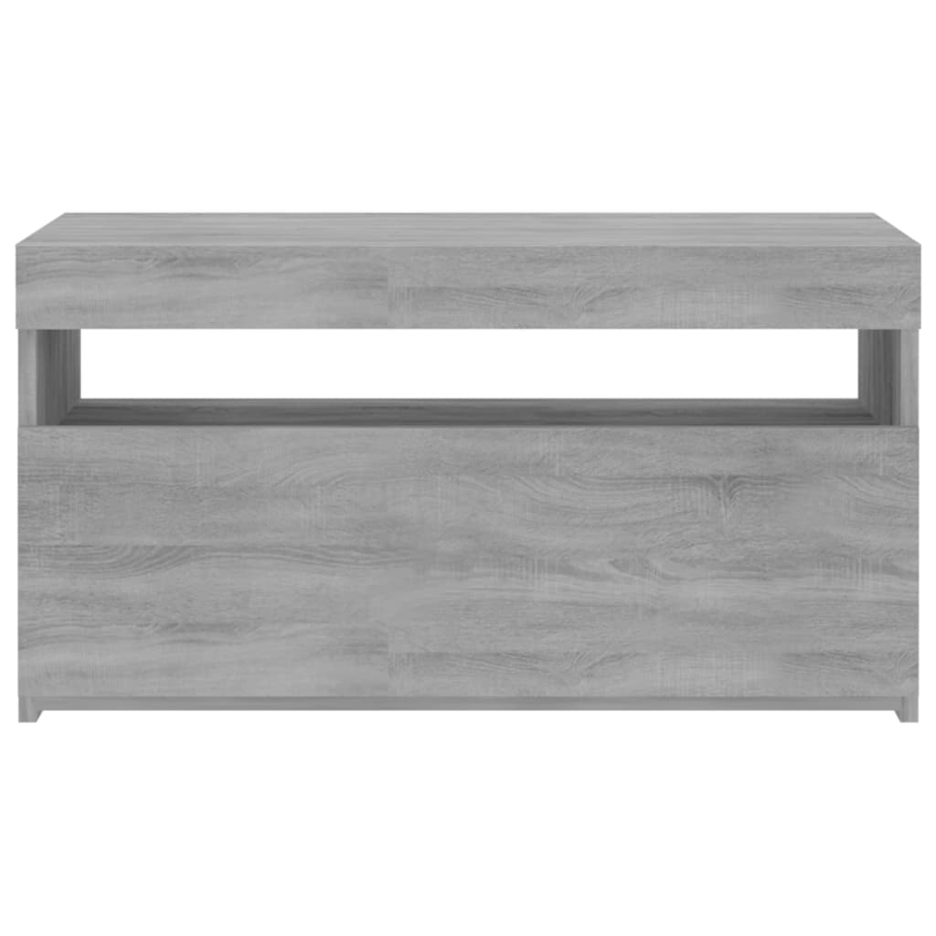 szürke sonoma színű TV-szekrény LED-világítással 75x35x40 cm