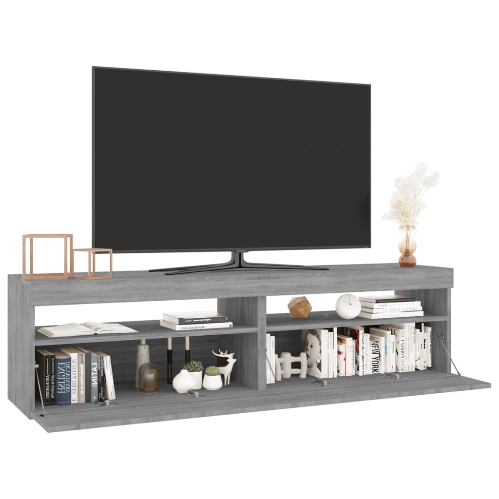 2 db füstös tölgy színű TV-szekrény LED-ekkel 75 x 35 x 40 cm
