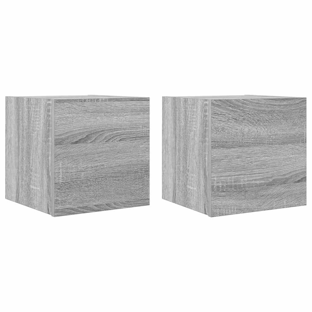 2 db szürke sonoma színű fali TV-szekrény 30,5 x 30 x 30 cm