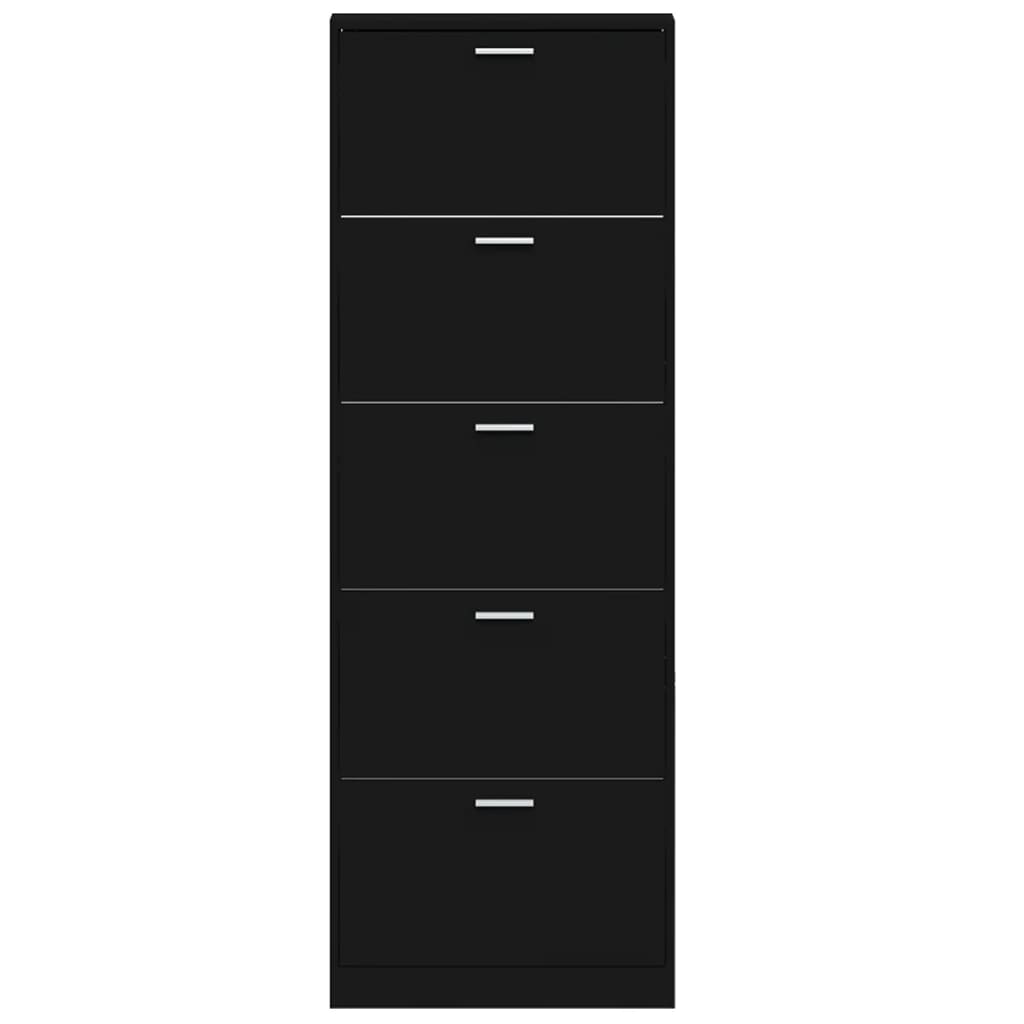 fekete szerelt fa cipősszekrény 59 x 17 x 169 cm