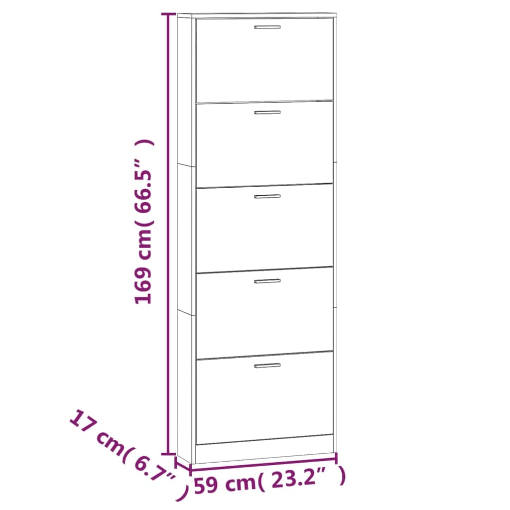 fekete szerelt fa cipősszekrény 59 x 17 x 169 cm