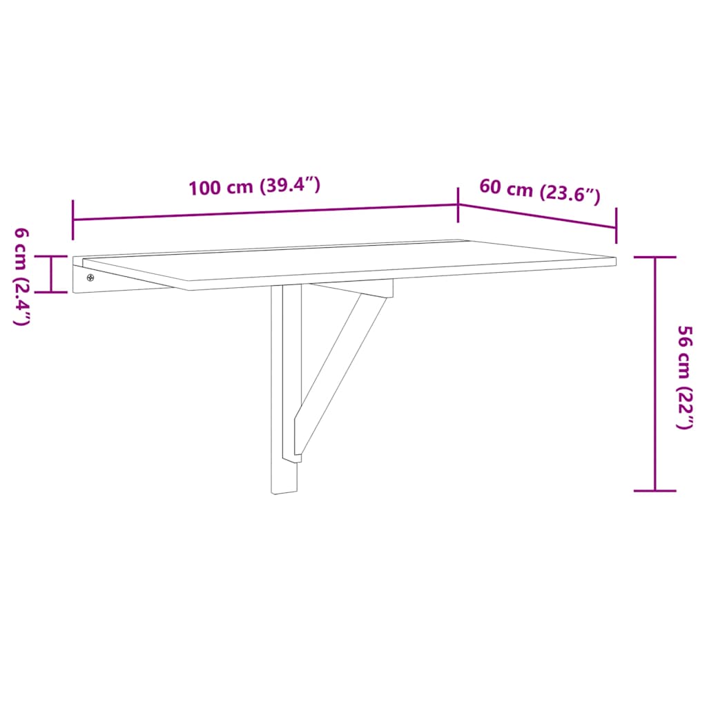 magasfényűfehér szerelt fa összecsukható fali asztal100x60x56cm