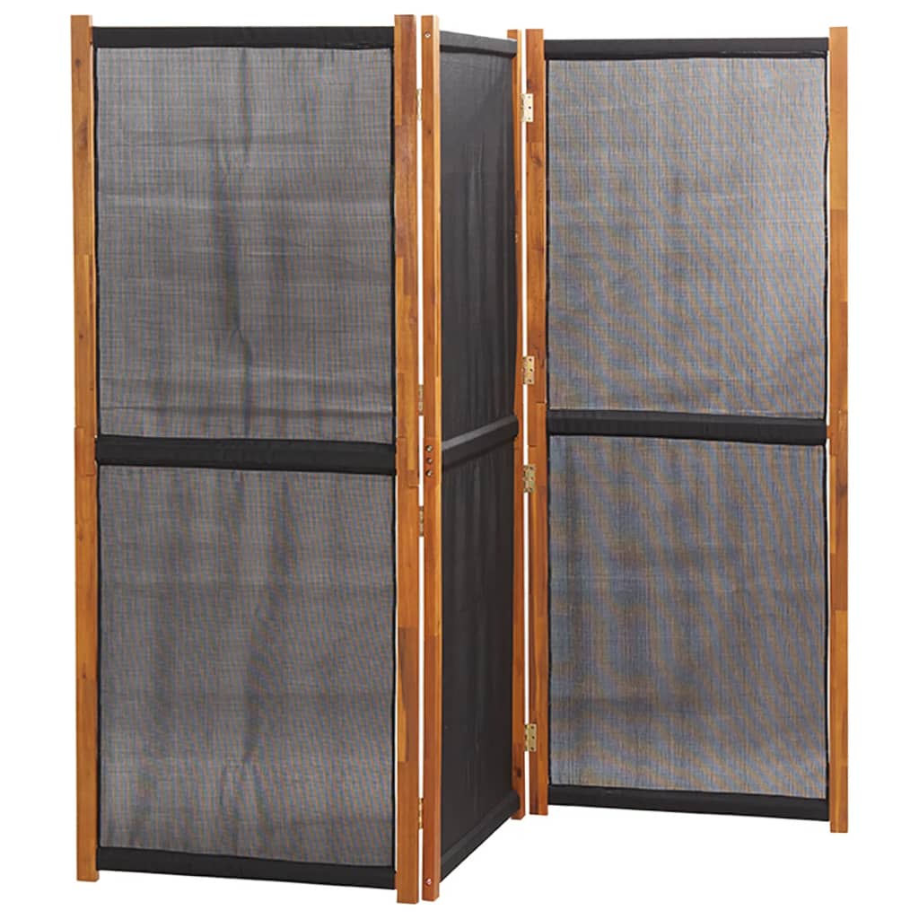 fekete 3 paneles térelválasztó 210 x 180 cm