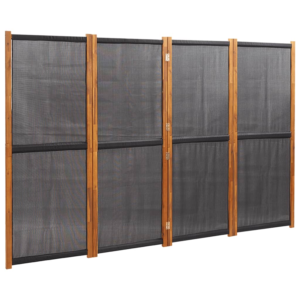 fekete 4 paneles térelválasztó 280x180 cm