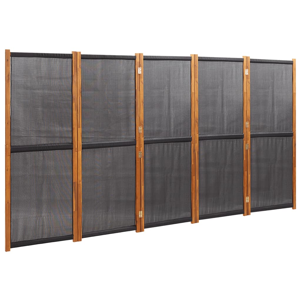 fekete 5 paneles térelválasztó 350x180 cm