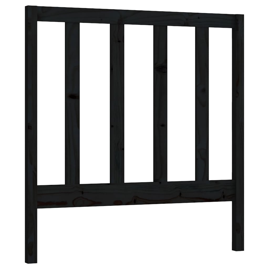 fekete tömör fenyőfa ágyfejtámla 96 x 4 x 100 cm