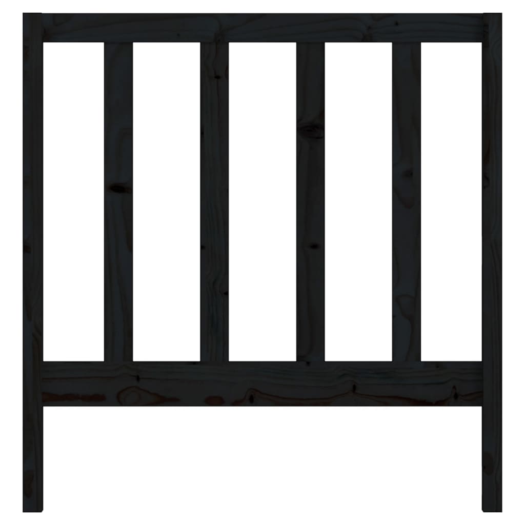 fekete tömör fenyőfa ágyfejtámla 96 x 4 x 100 cm