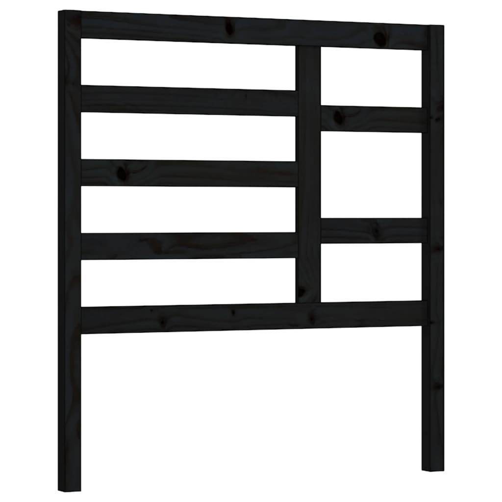 fekete tömör fenyőfa ágyfejtámla 96 x 4 x 104 cm