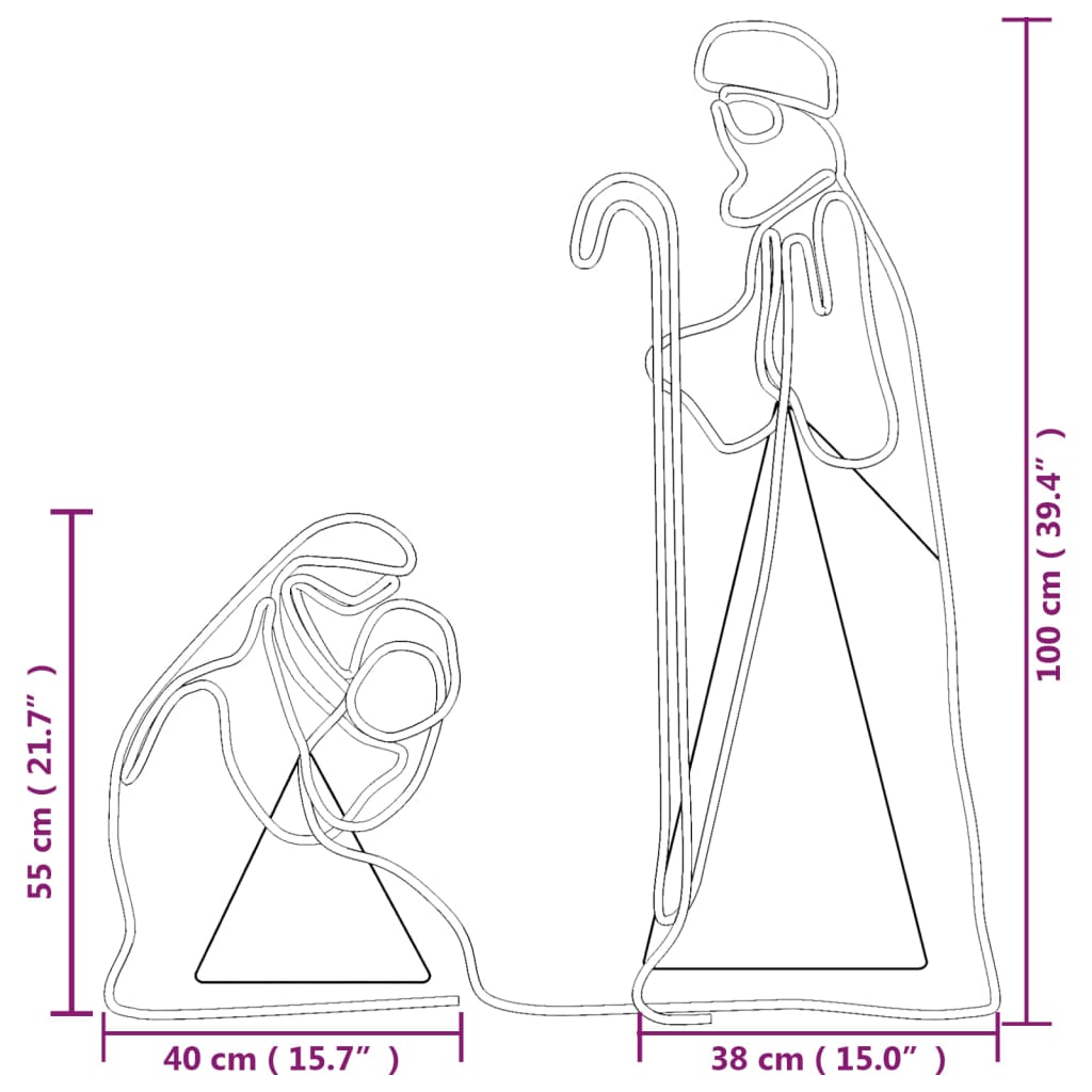 karácsonyi Mária és József figura 264 LED-del 40x55 / 38x100 cm
