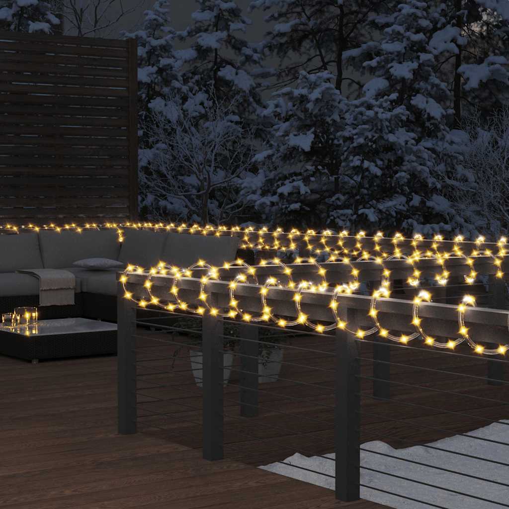 PVC fényfüzér 120 meleg fehér LED-del 5 m
