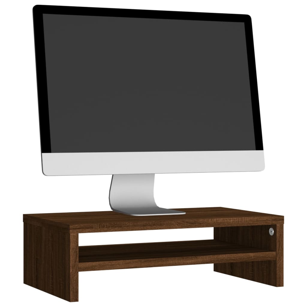 barna tölgy színű szerelt fa monitorállvány 42x24x13 cm