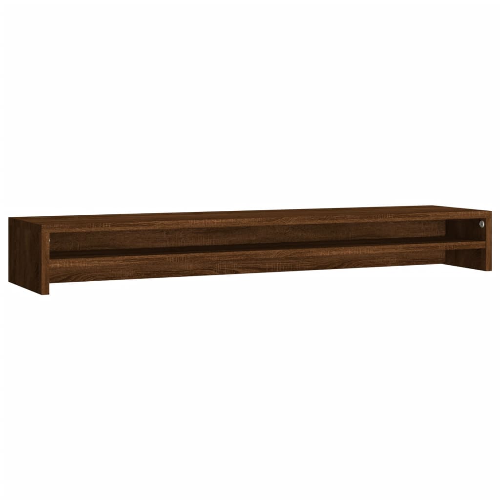 barna tölgy színű szerelt fa monitorállvány 100 x 24 x 13 cm