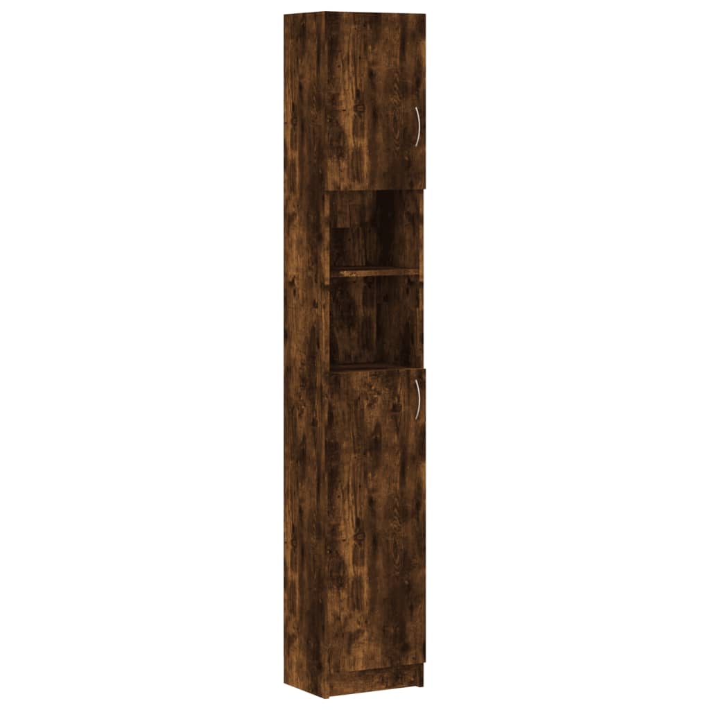 füstös tölgy színű szerelt fa fürdőszobaszekrény 32x25,5x190 cm