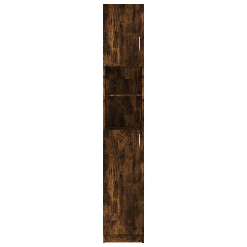 füstös tölgy színű szerelt fa fürdőszobaszekrény 32x25,5x190 cm