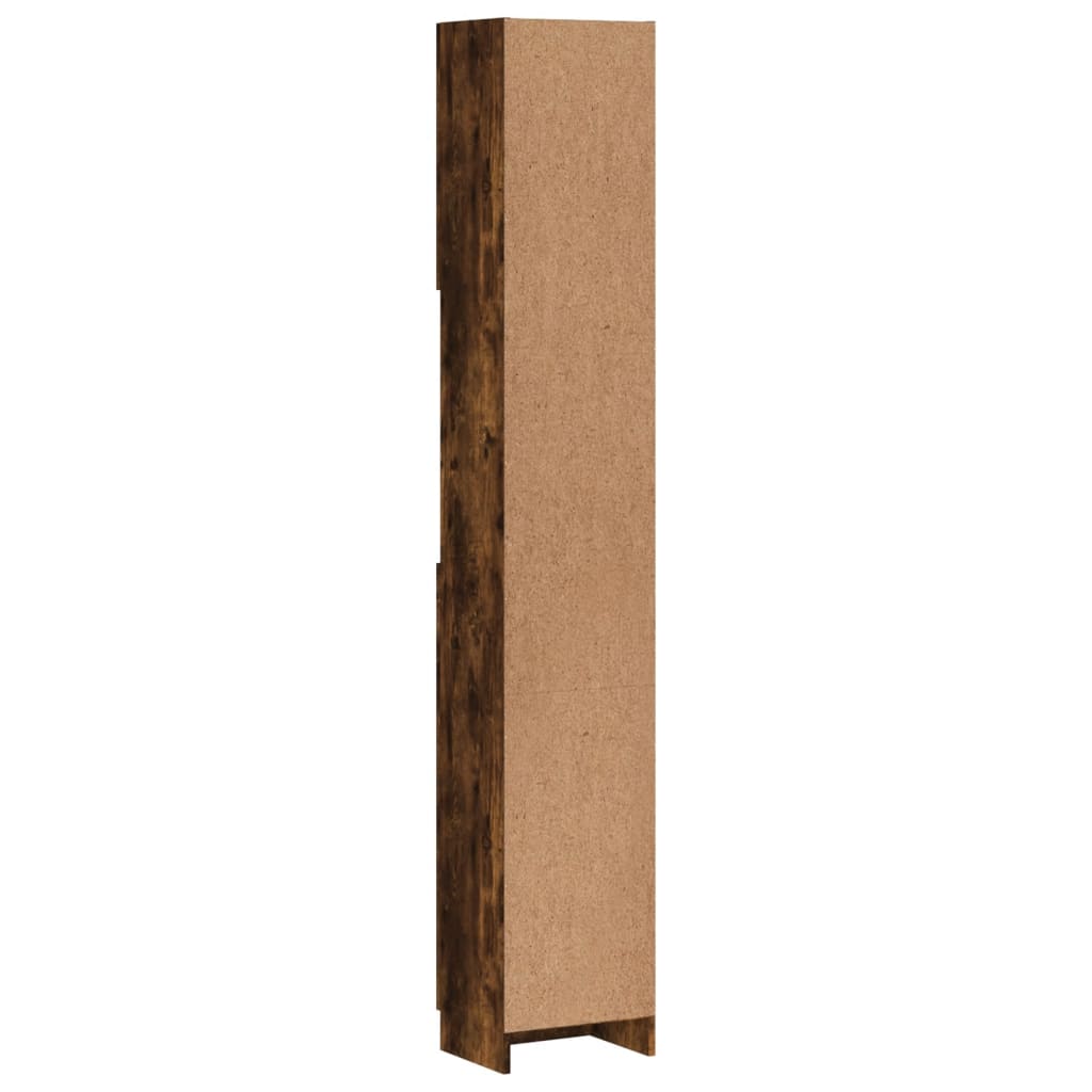 füstös tölgy színű szerelt fa fürdőszobaszekrény 32x25,5x190 cm