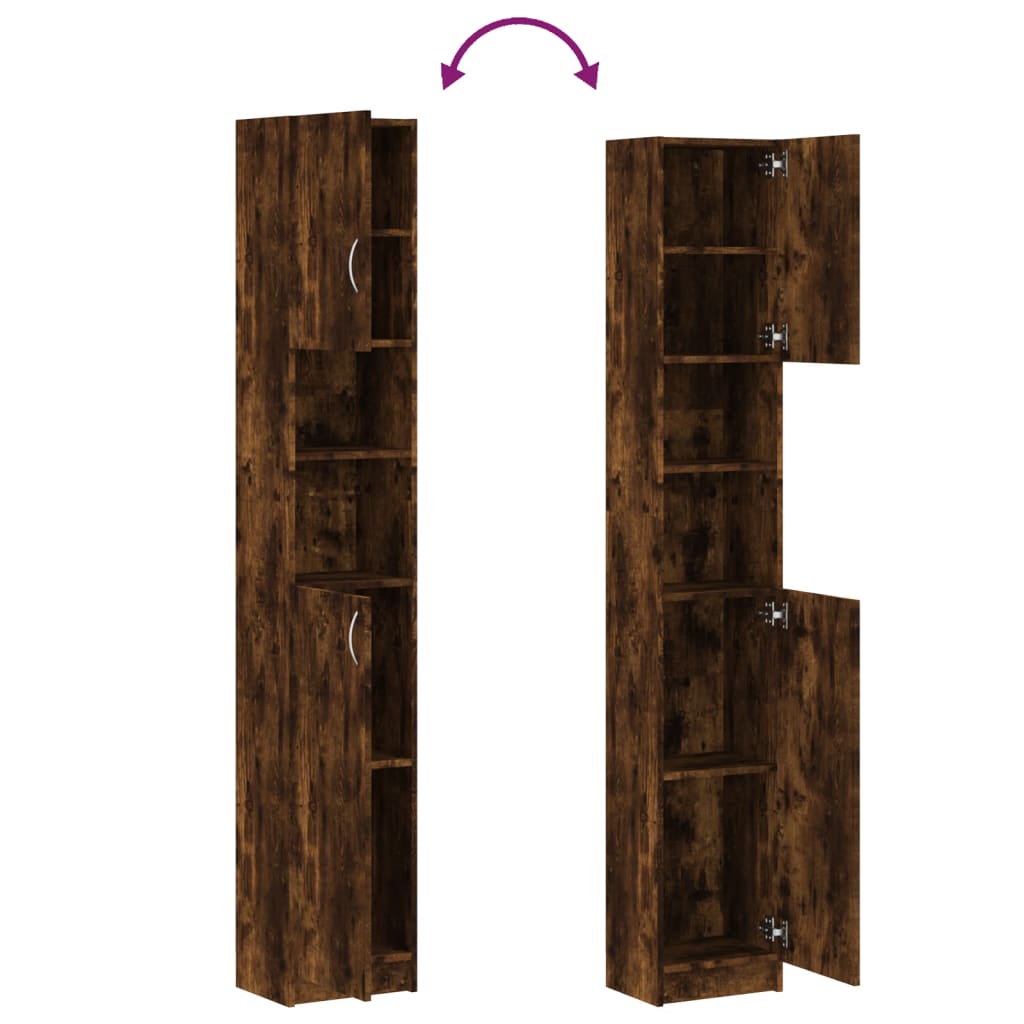 füstös tölgy színű szerelt fa fürdőszobaszekrény 32x25,5x190 cm