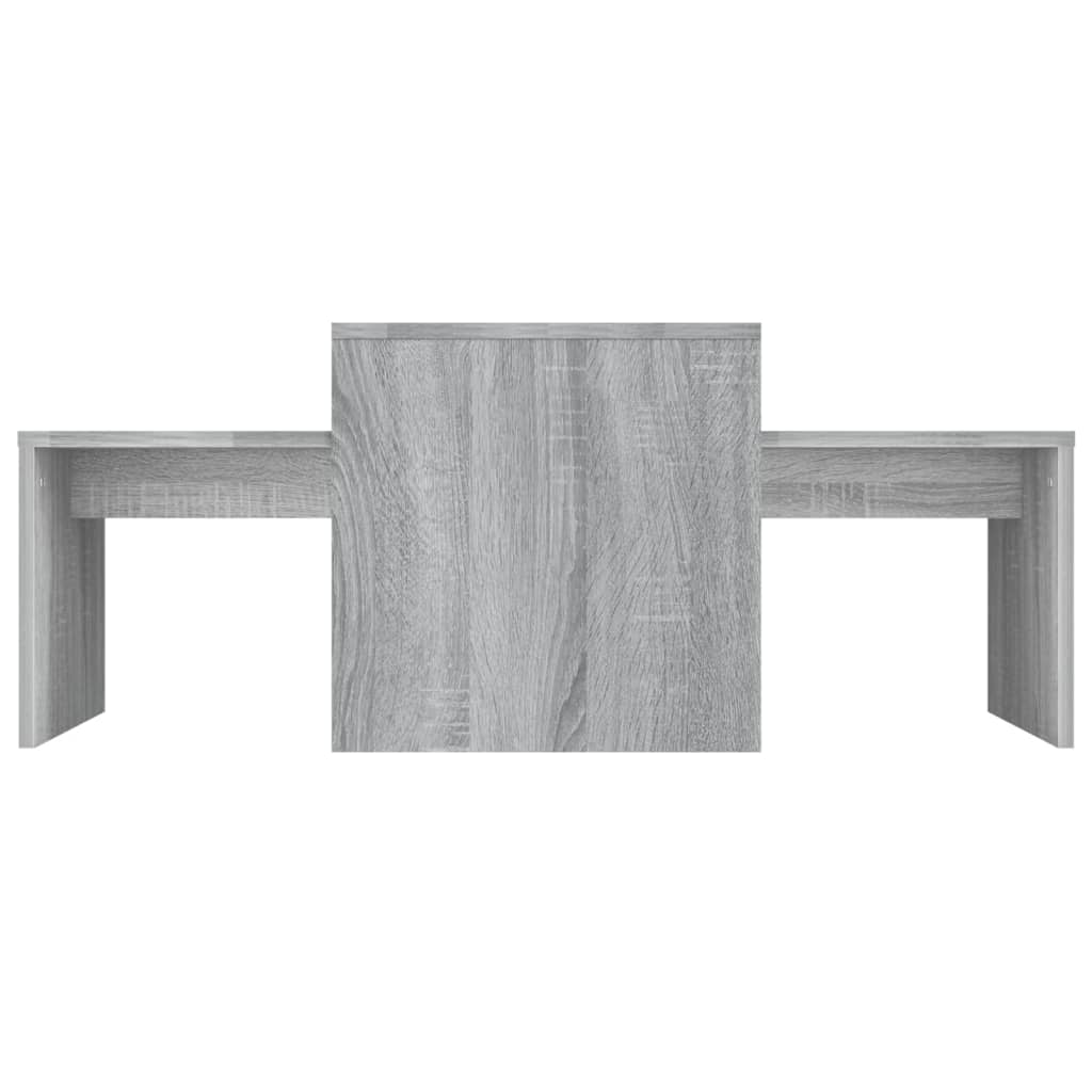 szürke sonoma színű szerelt fa dohányzóasztalszett 100x48x40 cm