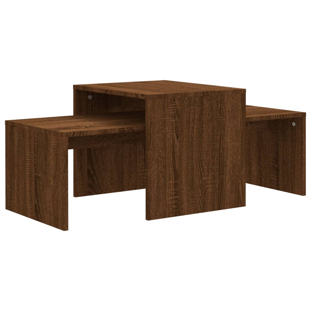 barna tölgyszínű szerelt fa dohányzóasztalszett 100x48x40 cm