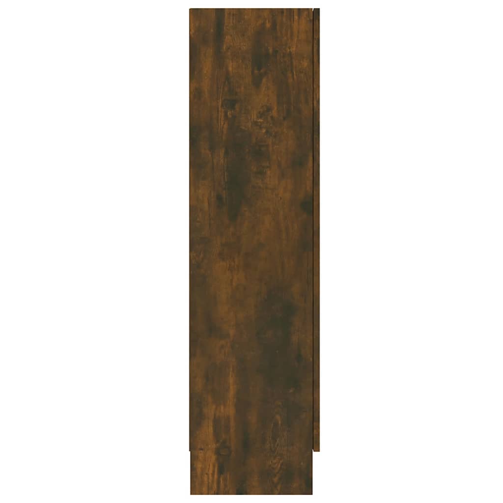 füstös tölgyszínű szerelt fa vitrinszekrény 82,5x30,5x115 cm