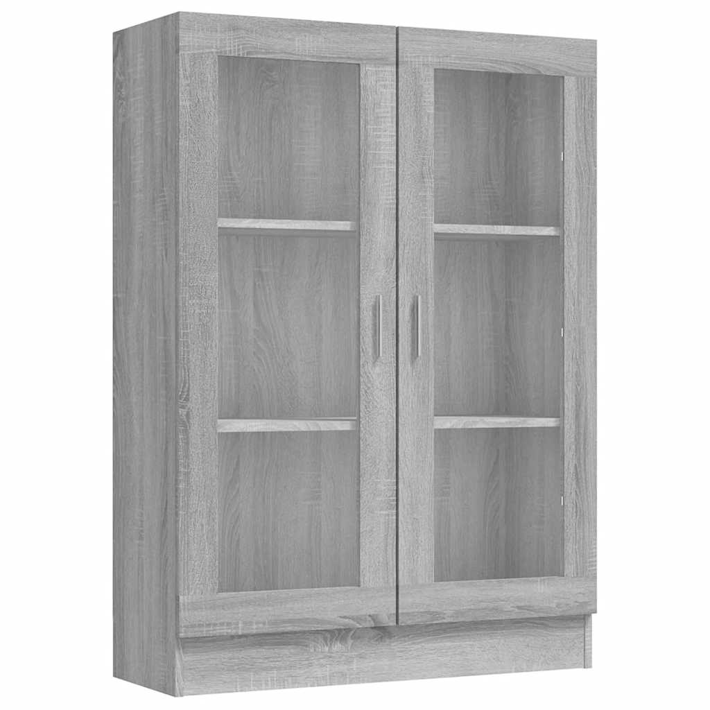 szürke sonoma színű szerelt fa vitrinszekrény 82,5x30,5x115 cm