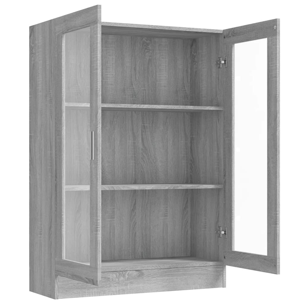 szürke sonoma színű szerelt fa vitrinszekrény 82,5x30,5x115 cm