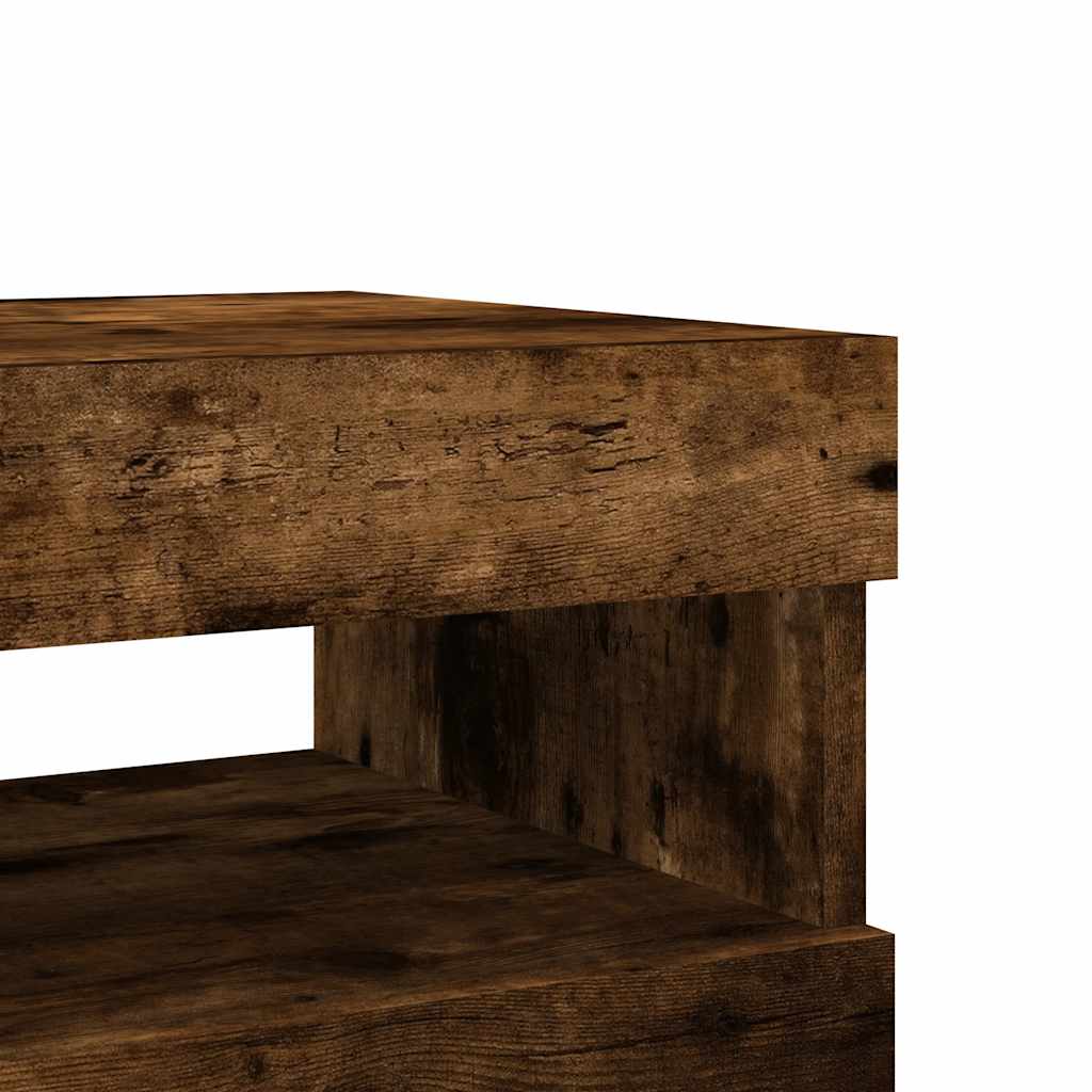 2 db barna tölgyszínű TV-szekrény LED-ekkel 60 x 35 x 40 cm