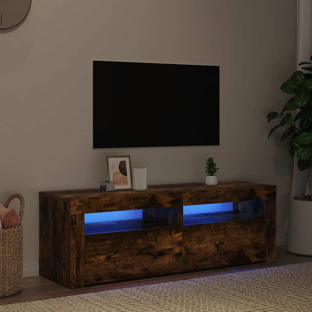 füstös tölgy színű TV-szekrény LED-ekkel 120 x 35 x 40 cm