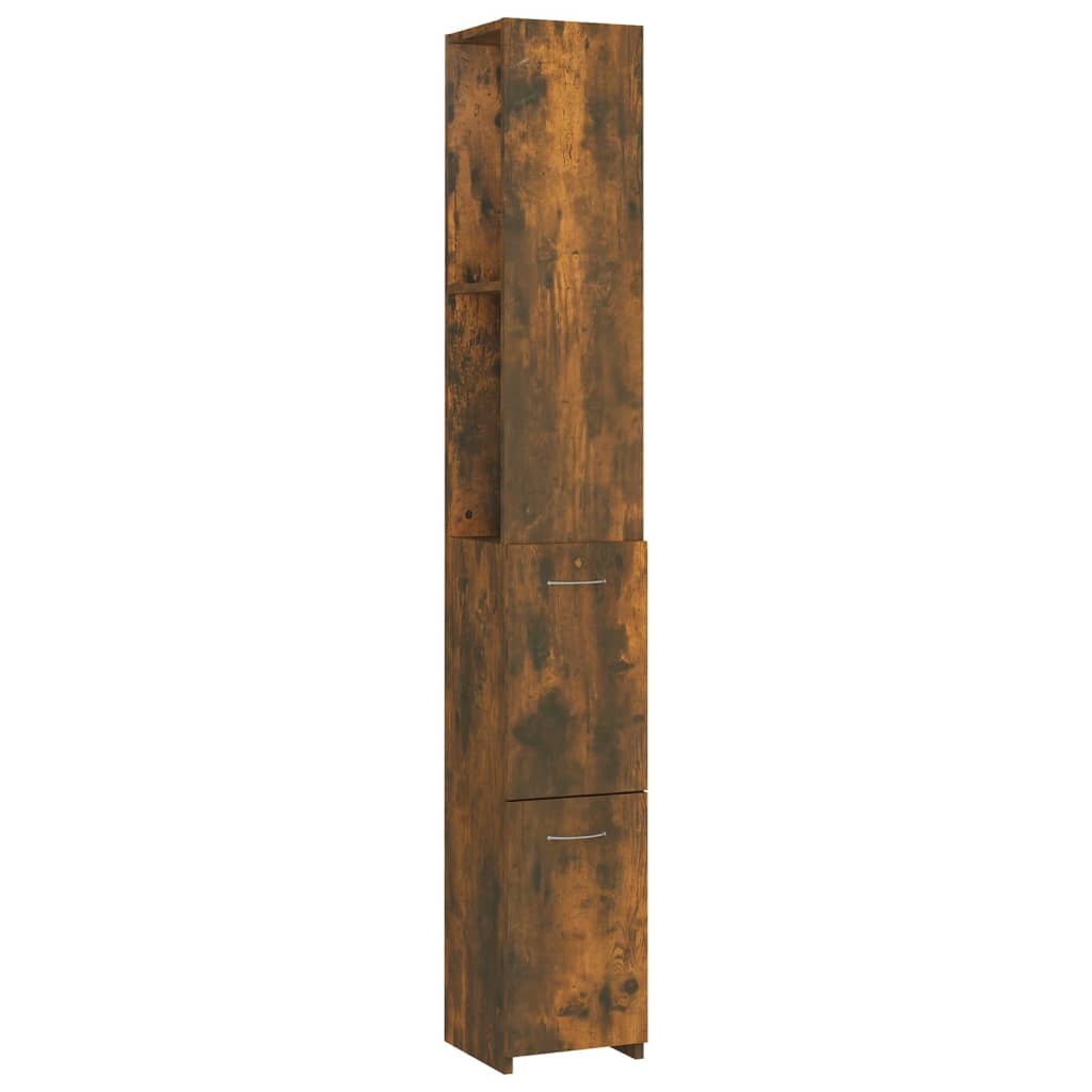 füstös tölgy színű szerelt fa fürdőszobaszekrény 25x26,5x170 cm