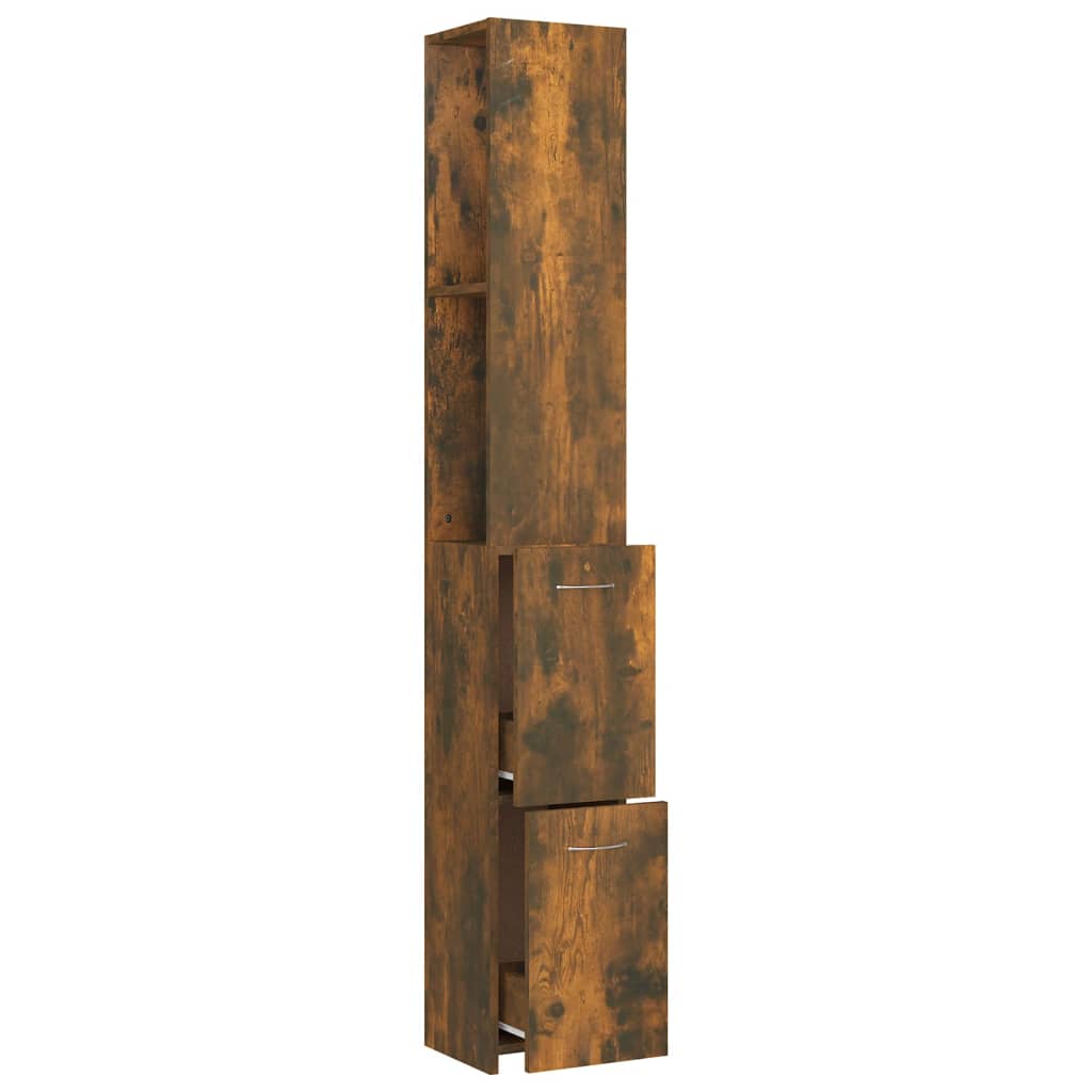 füstös tölgy színű szerelt fa fürdőszobaszekrény 25x26,5x170 cm