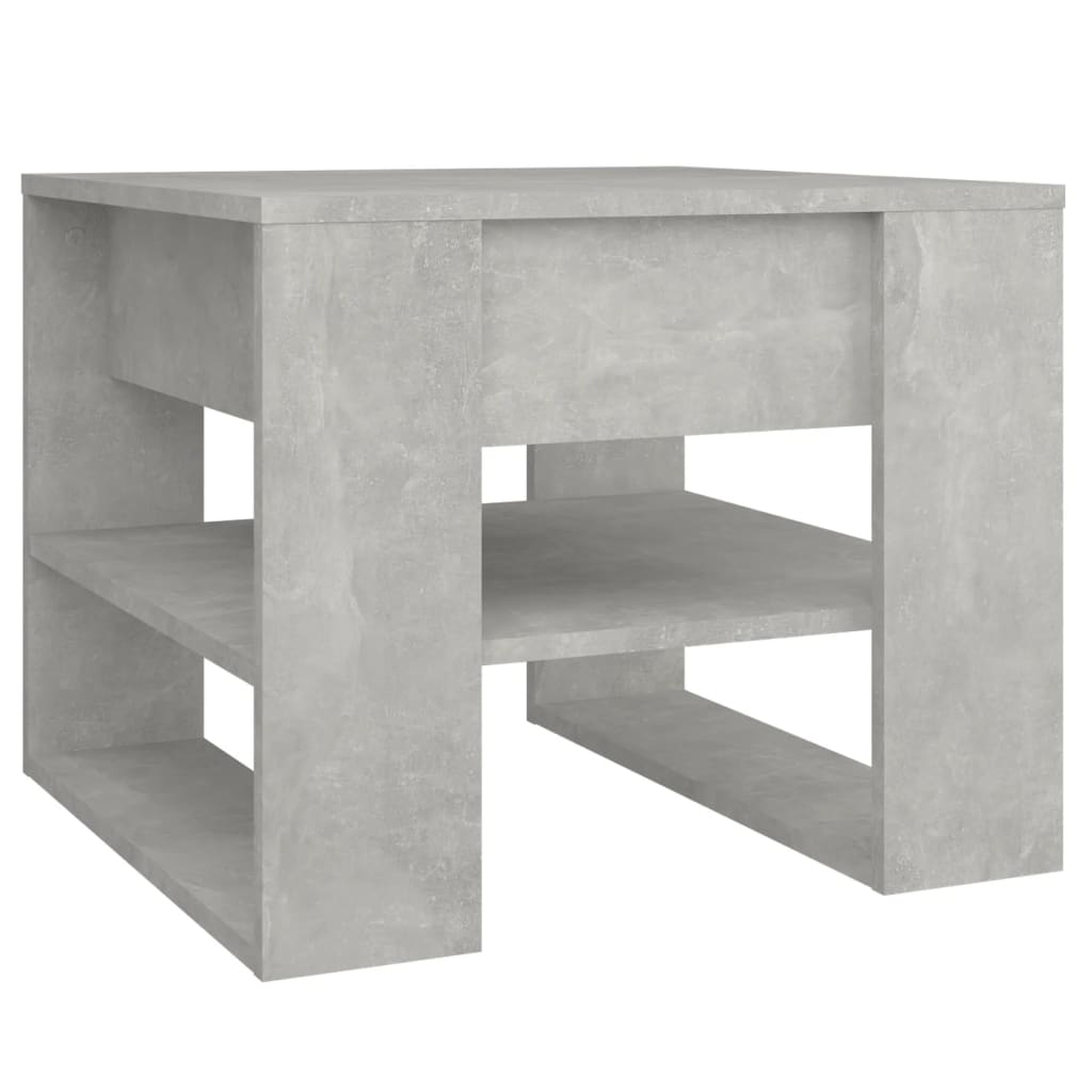 betonszürke szerelt fa dohányzóasztal 55,5x55x45 cm